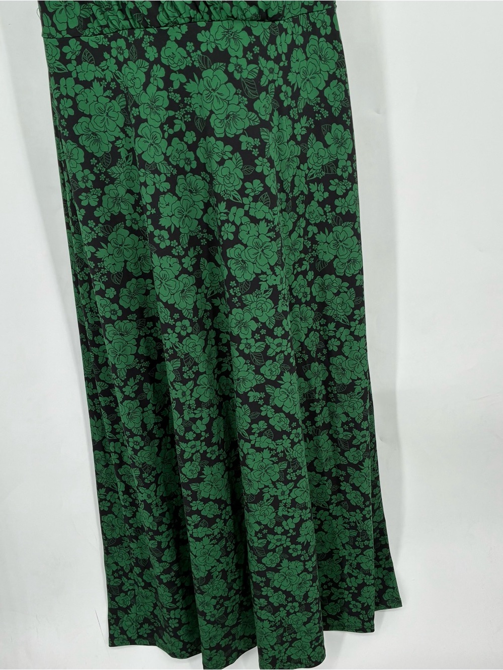Meri Skye Plus Size 1X Ditsy Floral Green Black Maxi Dress Irish Pattys Day - Picture 3 of 6